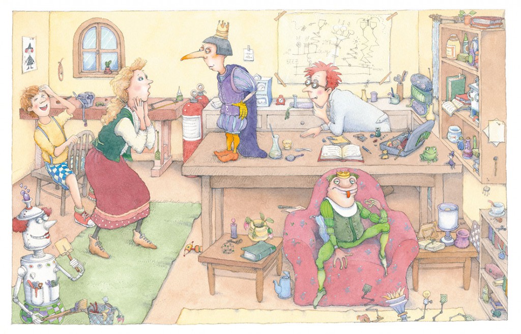 A bruxa Zelda e os 80 docinhos e O feitiço do sapo inauguraram um novo tipo de livro na produção de Eva, com enredo, texto e ilustrações mais complexas. O laboratório do professor Bóris, por exemplo, deu um trabalhão. Foram vários rascunho até chegar na bagunça final.