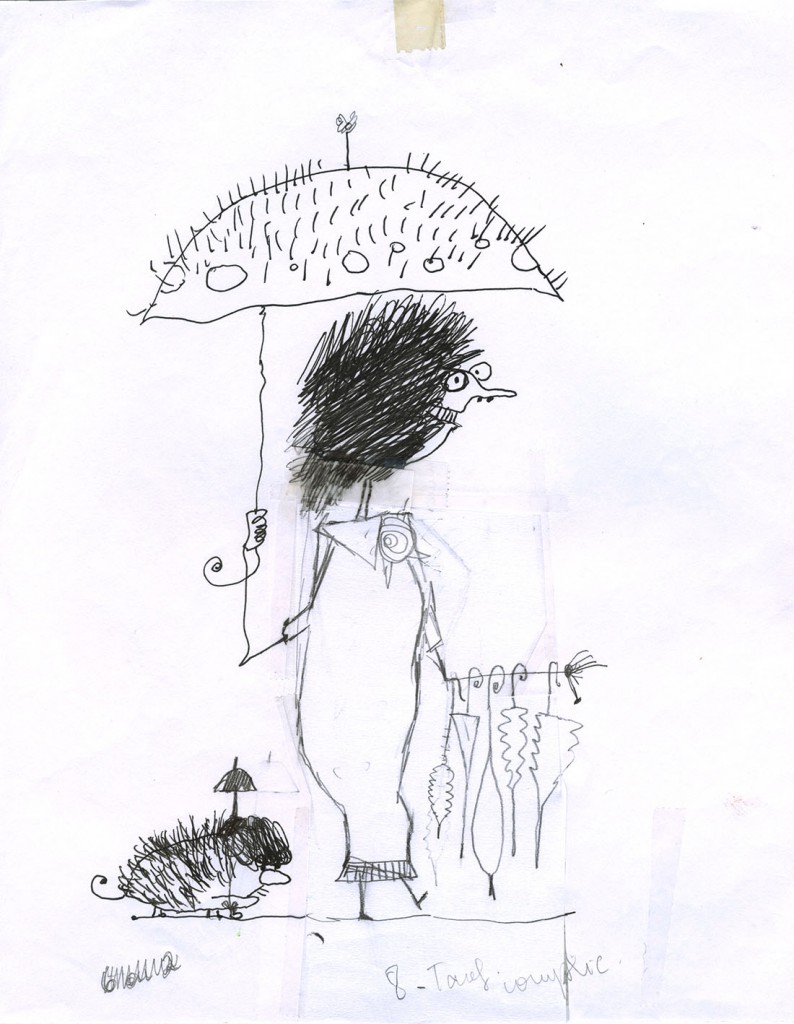 A veces un dibujo cambia bastante entre el borrador y el arte final, pero la esencia casi siempre ya está allí desde el principio.
